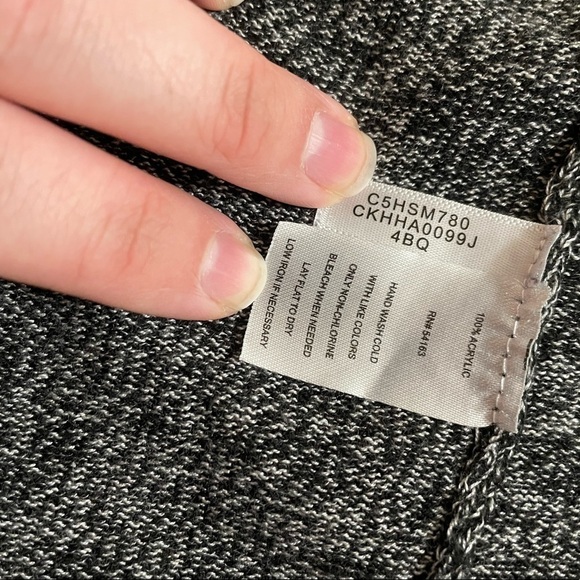Calvin Klein Gray & Black Cardigan With Pockets - Size Small - Picture 6 of 10
